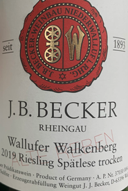 J.B. Becker Alte Reben Riesling Spatlese Trocken Wallufer Walkenberg 2019